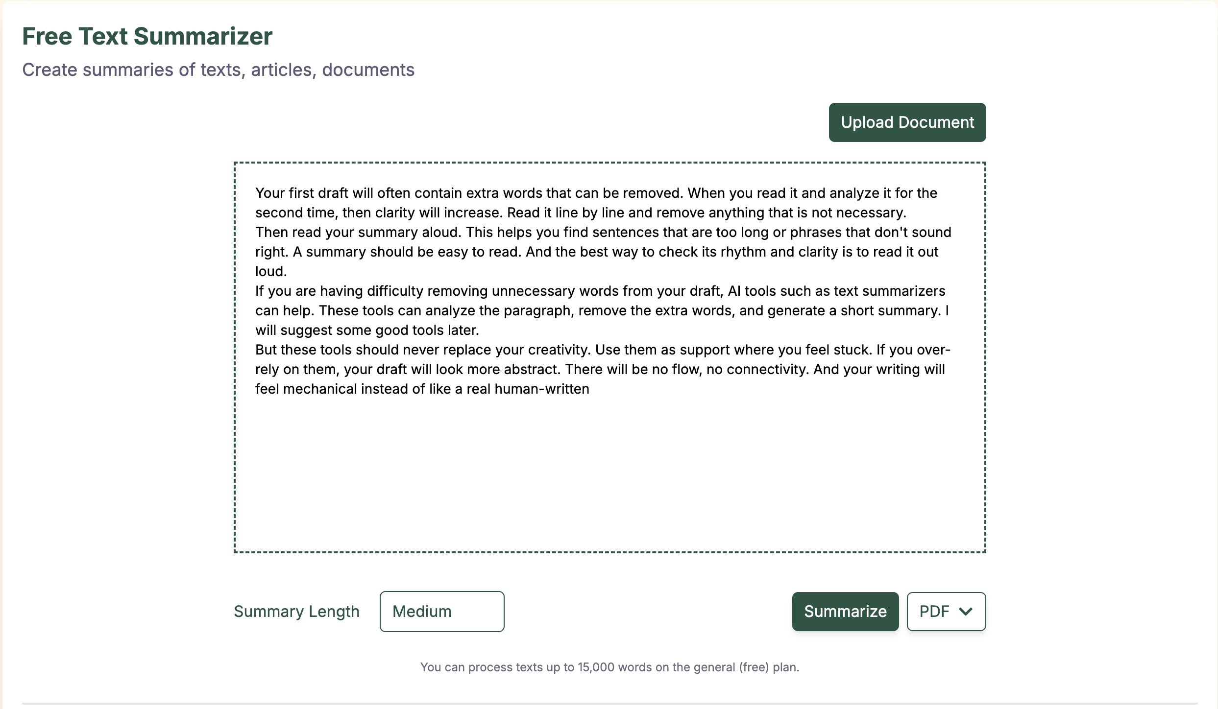Text Summarizer by Parafraseartextos.net
